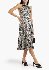 Diane von Furstenberg - Nicola pleated printed satin-jacquard midi dress - Black - US 0