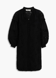 Diane von Furstenberg - Nicolette broderie anglaise cotton mini dress - Black - XS