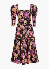 Diane von Furstenberg - Nora tiered floral-print cotton-blend poplin midi dress - Black - US 6