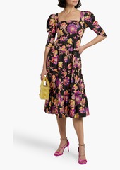Diane von Furstenberg - Nora tiered floral-print cotton-blend poplin midi dress - Black - US 2