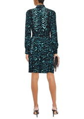 Diane von Furstenberg - Olina wrap-effect printed crepe de chine and mesh dress - Black - US 0