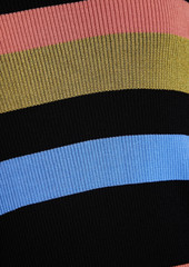 Diane von Furstenberg - Petras striped metallic ribbed-knit top - Black - XXS