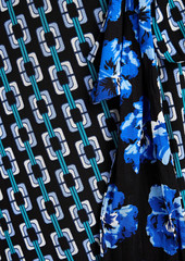 Diane von Furstenberg - Phoenix reversible printed stretch-mesh midi wrap dress - Black - XXS