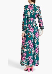 Diane von Furstenberg - Lilo pleated floral-print crepe de chine maxi dress - Green - US 4