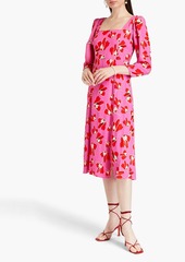 Diane von Furstenberg - Joanna pleated floral-print crepe midi dress - Pink - US 0