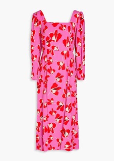 Diane von Furstenberg - Joanna pleated floral-print crepe midi dress - Pink - US 0