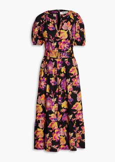 Diane von Furstenberg - Lindy pleated floral-print midi dress - Black - US 00
