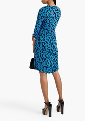 Diane von Furstenberg - David pleated leopard-print stretch-jersey mini dress - Blue - XXS