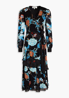Diane von Furstenberg - Desma printed crepe de chine midi wrap dress - Black - US 0