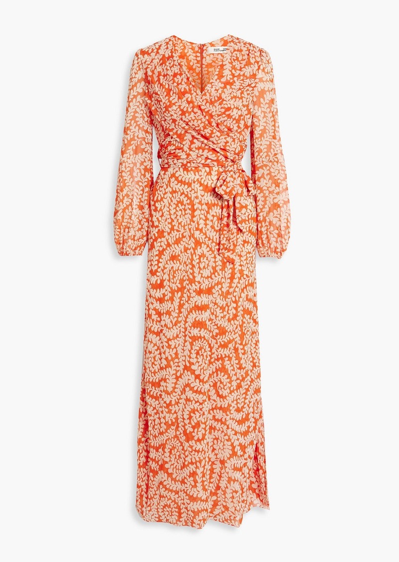 Diane von Furstenberg - Alaric wrap-effect printed georgette maxi dress - Orange - XXS
