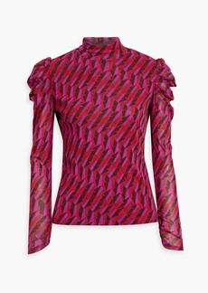 Diane von Furstenberg - Remy printed mesh turtleneck top - Purple - L