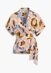 Diane von Furstenberg - Printed washed-silk wrap top - Pink - XS