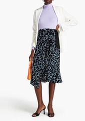 Diane von Furstenberg - Reem ruffled printed crepe midi skirt - Black - US 8