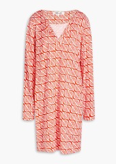 Diane von Furstenberg - Reina printed silk-jersey mini dress - Orange - XL