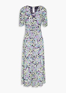 Diane von Furstenberg - Koren reversible ruched floral-print stretch-mesh midi dress - Purple - XS