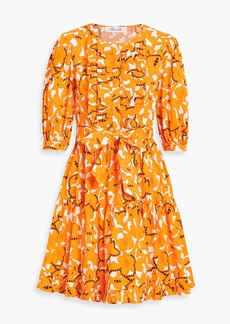 Diane von Furstenberg - Roberta ruffled printed cotton-blend poplin mini dress - Orange - M