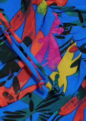 Diane von Furstenberg - Rocco ruched printed stretch-mesh dress - Blue - XXS