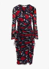 Diane von Furstenberg - Rochelle wrap-effect floral-print stretch-mesh dress - Red - L