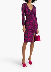 Diane von Furstenberg - Rochelle wrap-effect floral-print stretch-mesh dress - Purple - L