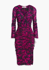 Diane von Furstenberg - Rochelle wrap-effect floral-print stretch-mesh dress - Red - L