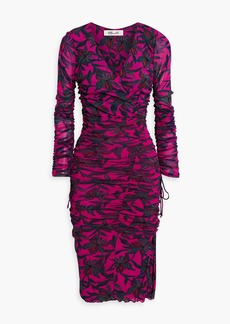 Diane von Furstenberg - Rochelle wrap-effect floral-print stretch-mesh dress - Purple - XXS