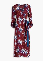 Diane von Furstenberg - Rollins ruffled floral-print crepe de chine midi wrap dress - Purple - US 8
