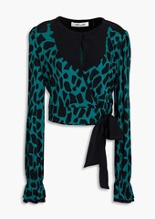 Diane von Furstenberg - Rosalie paneled printed jersey and crepe wrap blouse - Black - XS