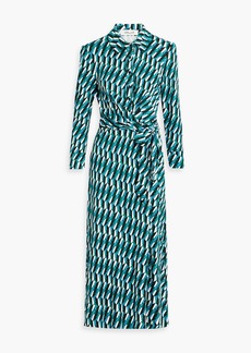 Diane von Furstenberg - Sana printed jersey midi wrap dress - Green - XL