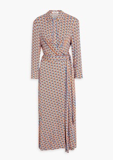 Diane von Furstenberg - Sana printed stretch-jersey midi wrap dress - Orange - XXL