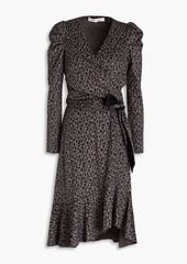 Diane von Furstenberg - Sienna wrap-effect leopard-print brushed cotton and wool-blend dress - Gray - XS