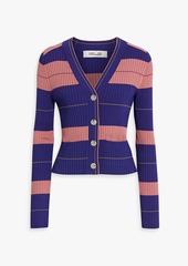 Diane von Furstenberg - Tereza striped ribbed-knit cardigan - Purple - XXS