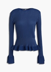 Diane von Furstenberg - Tess ruffled ribbed-knit sweater - Blue - S