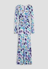 Diane von Furstenberg - Timmy draped printed jersey maxi dress - Purple - XL