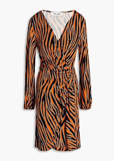 Diane von Furstenberg - Toronto wrap-effect zebra-print jersey mini dress - Orange - XXS