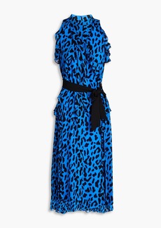 Diane von Furstenberg - Trudy ruffled leopard-print georgette midi dress - Blue - XXS