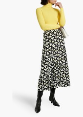 Diane von Furstenberg - Venice tiered floral-print crepe midi skirt - Black - US 00