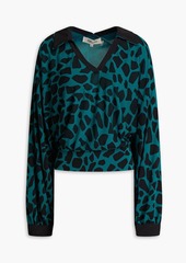 Diane von Furstenberg - Viole shirred printed jersey blouse - Blue - XS