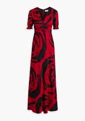 Diane von Furstenberg - Walker printed satin-jacquard maxi dress - Red - US 4