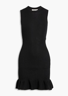 Diane von Furstenberg - Whiskey ribbed-knit mini dress - Black - M