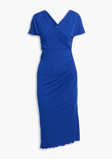 Diane von Furstenberg - Havana wrap-effect ruched stretch-crepe midi dress - Blue - US 2