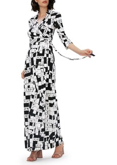 Diane von Furstenberg Abigail Crossword Puzzle Silk Maxi Dress