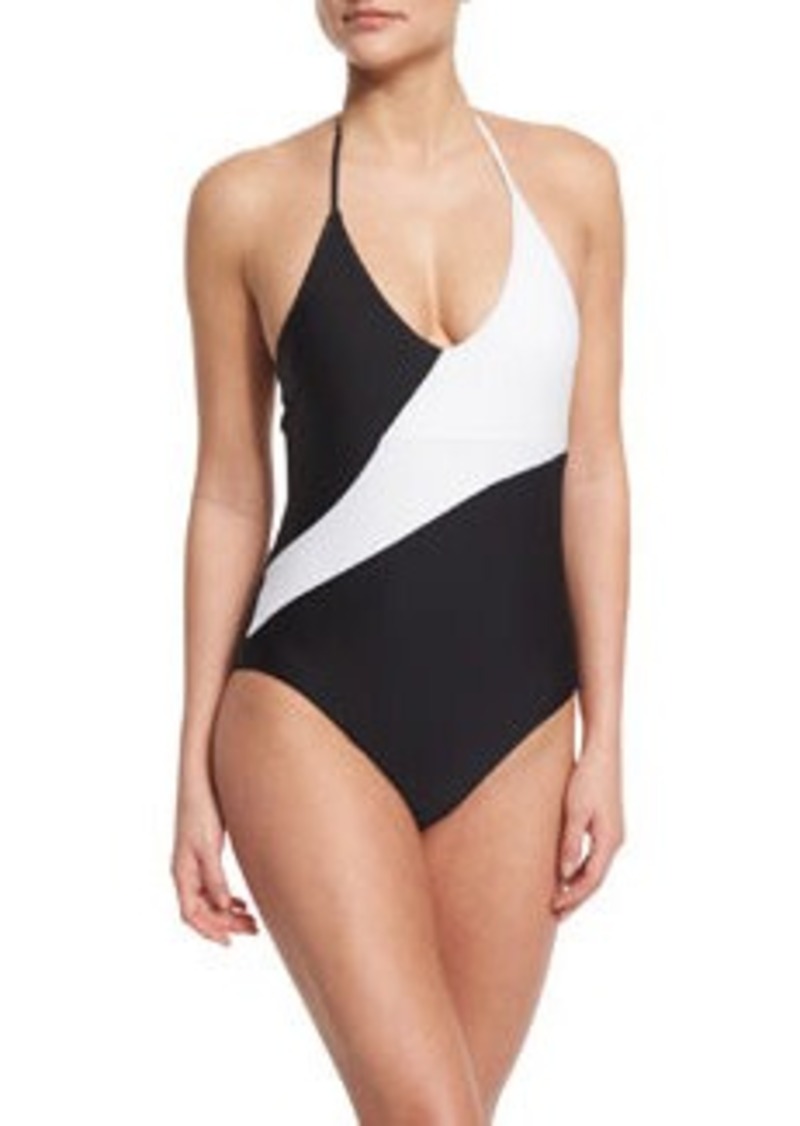 Diane von Furstenberg Newport Colorblock Halter One-Piece Swimsuit