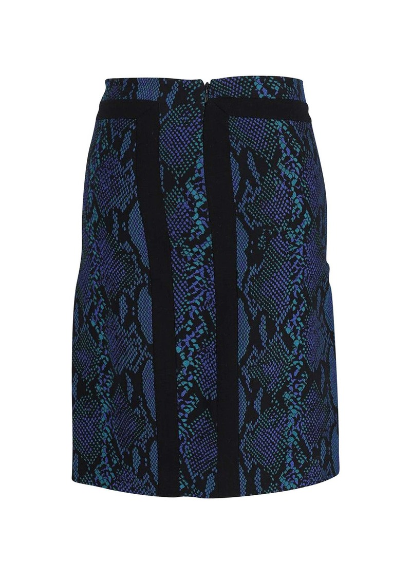 Diane Von Furstenberg Animal Print Pencil Skirt in Blue Acetate