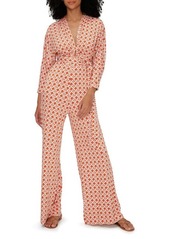 Diane von Furstenberg Aurelia Cane Print Long Sleeve Jumpsuit