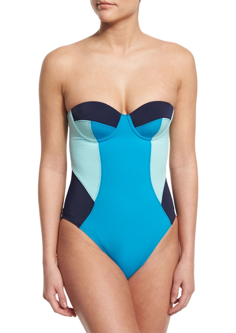 Diane von Furstenberg Barbados Colorblock Bandeau One-Piece Swimsuit