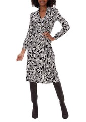 Diane von Furstenberg Bogna Abstract Print Wrap Front Long Sleeve Dress