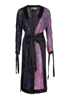 Diane Von Furstenberg Burnout Velvet Kimono Wrap Dress In Multicolor Viscose