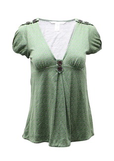 Diane Von Furstenberg Dot Print Blouse in Green Silk