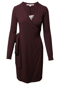 Diane Von Furstenberg Dvf Women Linda Wool Cashmere Wrap Sweater Dress Brown