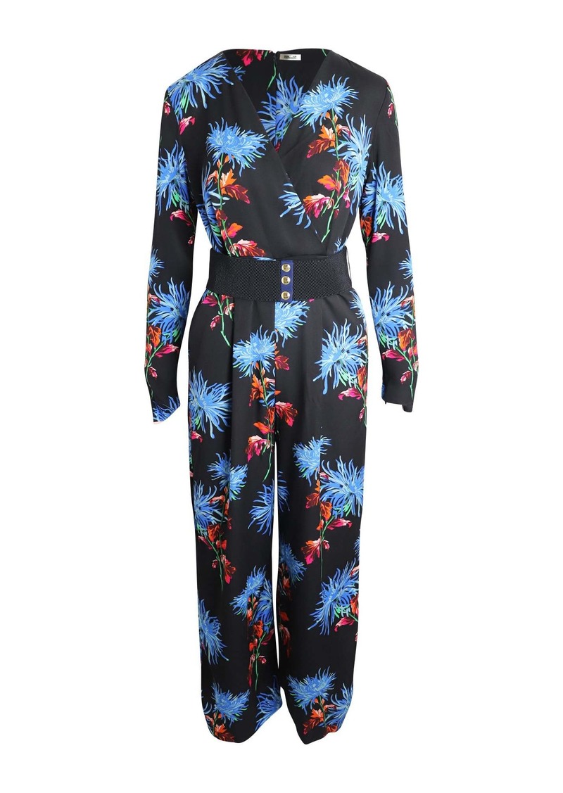 Diane Von Furstenberg Floral Jumpsuit in Black Viscose